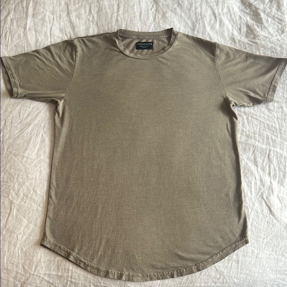 Goodlife Tan Short Sleeve Tee with Curved Hem
